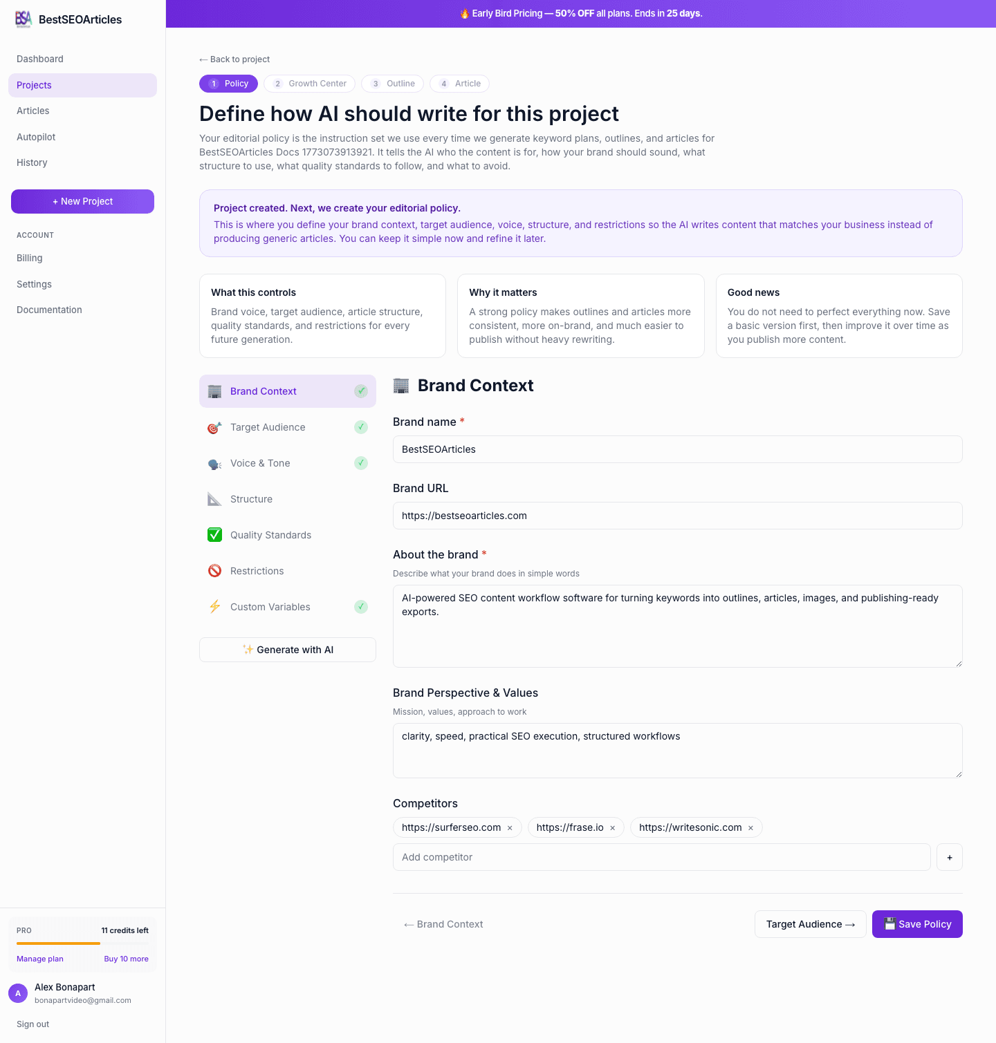 Editorial Policy page in BestSEOArticles