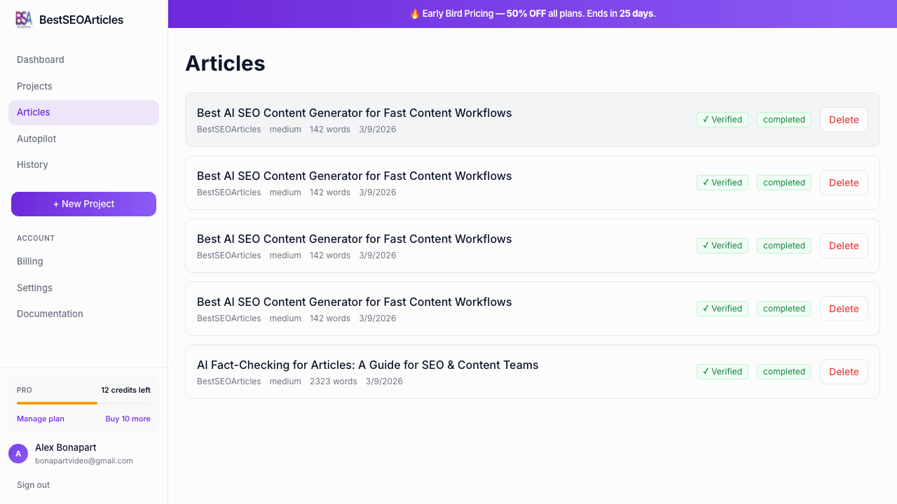 Articles list page in BestSEOArticles