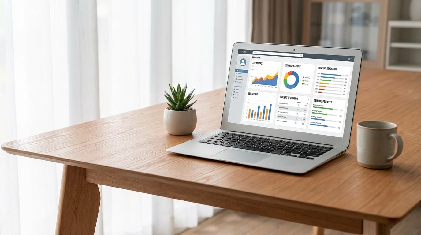 A modern analytics dashboard displaying real-time SEO competitor analysis